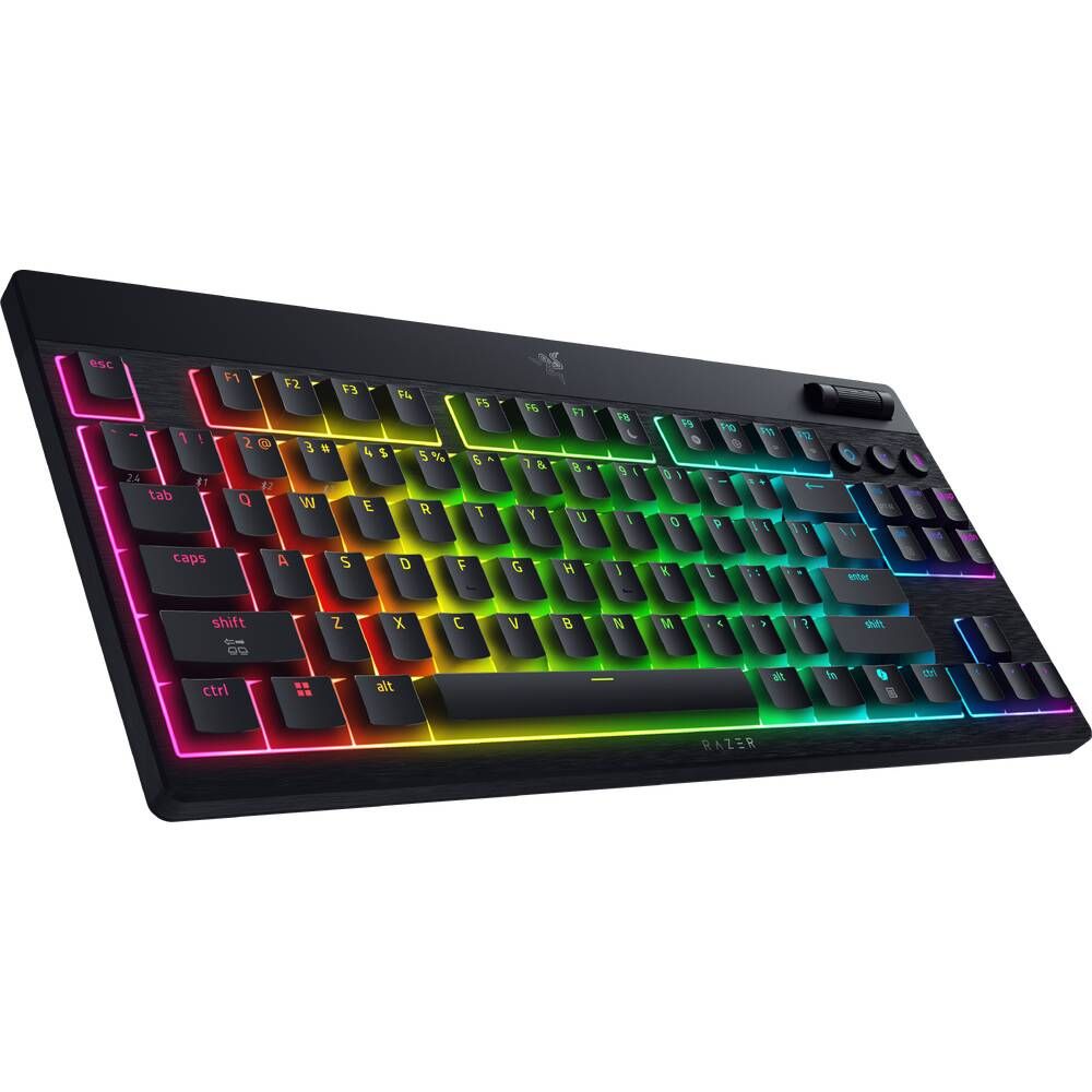 Tastatura mecanica wireless Razer Blackwidow V4 Low profile HyperSpeed TKL, switch Razer™ Low-profile Mechanical Switches (Yellow Linear Switch), 110 taste, iluminare Razer™ Chroma RGB, negru