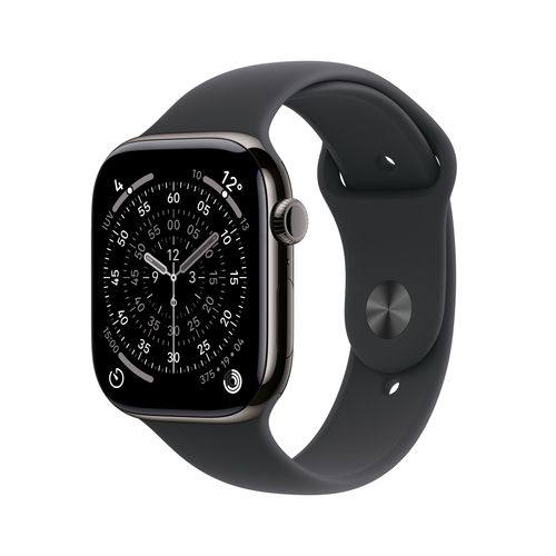 Apple Watch Series 11 GPS + Cellular 42mm Carcasă din Titan Ardezie cu Brățară Sport Neagră - M/L