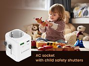 ALIMENTATOR retea 220V GEMBIRD, universal, EU la conectori: US/UK/CN/AU, cu impamantare, 1x Schuko, 1x USB Type-C PD 20W, 1x USB-A QC 18W, siguranta 10A, max. 2500W, alb,  TPA-EU1A1C20-01-W  (timbru verde 0.18 lei)