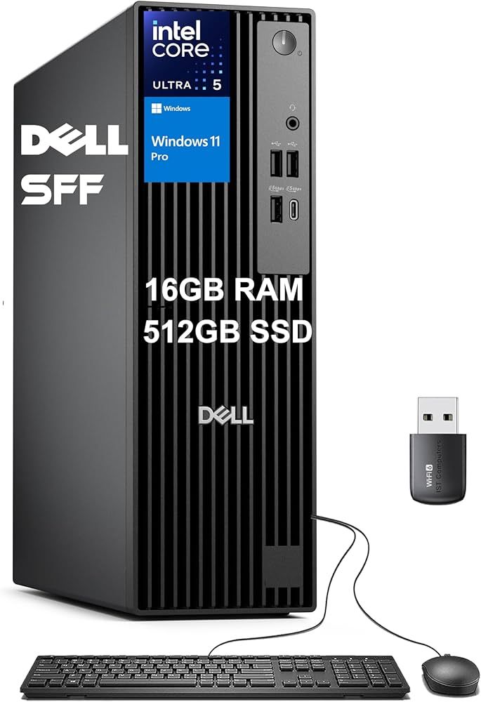 Dell Pro Slim,Intel Core Ultra 5 235(14Cores up to 5.0GHz)vPro,16GB(1x16)5600MT/s DDR5,1TB SSD,Integrated Graphics,Wi-Fi 7 BE200(2x2)802.11be+BT,Dell Optical Mouse-MS116,Dell Wired Keyboard-KB216,Ubuntu,180W,3Yr ProSupport