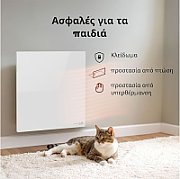 AENO Premium Eco Smart Quadro Wall Heater, 500W, 50x50 cm., Tempered glass, Infrared+convection heating type, LED display Plug type: Europe (E/F type), WHITE, Made in Poland