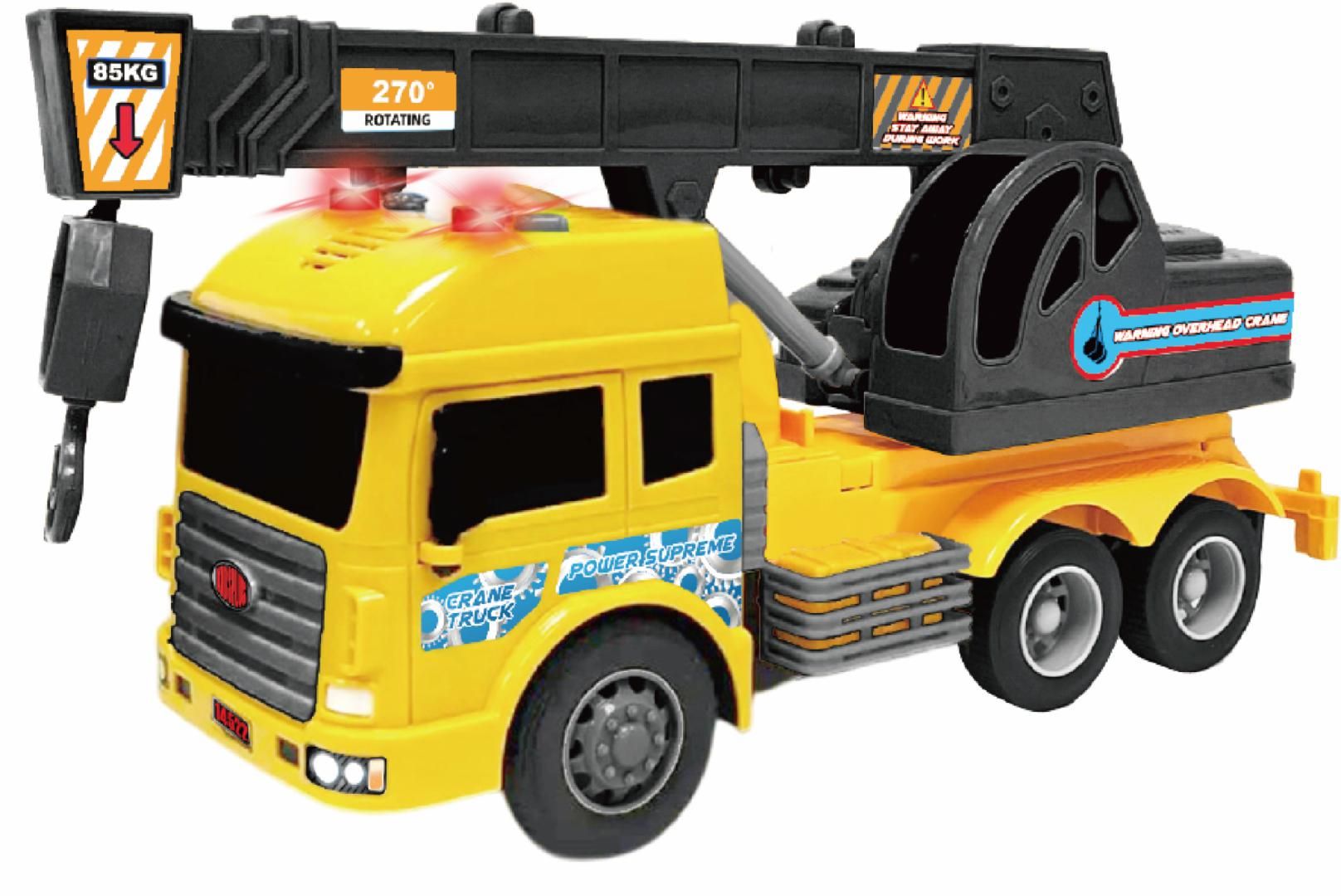 VEHICULE CU LUMINI, SUNETE  SI FRICTIUNE, SCARA 1/14, 27CM, MACARA GALBENA