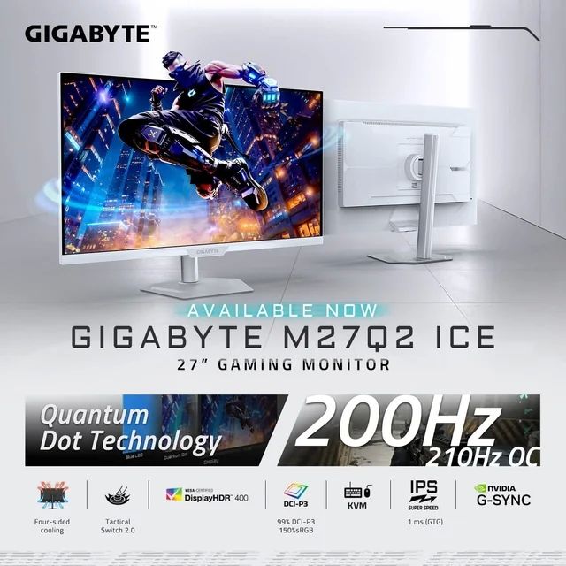 Monitor gaming Gigabyte M27Q2, diagonala 27  SS IPS, display 596.736(H) x 335.664(V), 2560 x 1440(QHD), conectivitate 2 x HDMI 2.0 1 x Displayport 1.4, 1 x USB Type-C (Alternate Mode Upstream port Power Delivery up to 18W), 2 x USB 3.2 Downstream ports 1 x USB 3.2 Upstream port, 1 x Earphone Jack