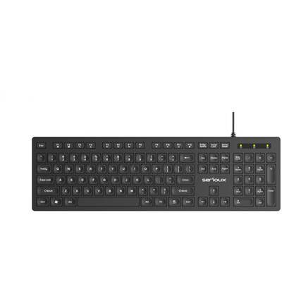 Tastatura Serioux cu fir, interfata USB, 104 taste, material ABS, US Layout, lungime cablu 1.5m PVC, dimensiuni 429*128*20mm 416g, negru