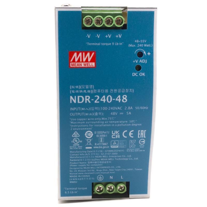 NDR-240-48 - Power supply - Blue - Grey - Metal - EN55022 Class B - 240 W - 5 A