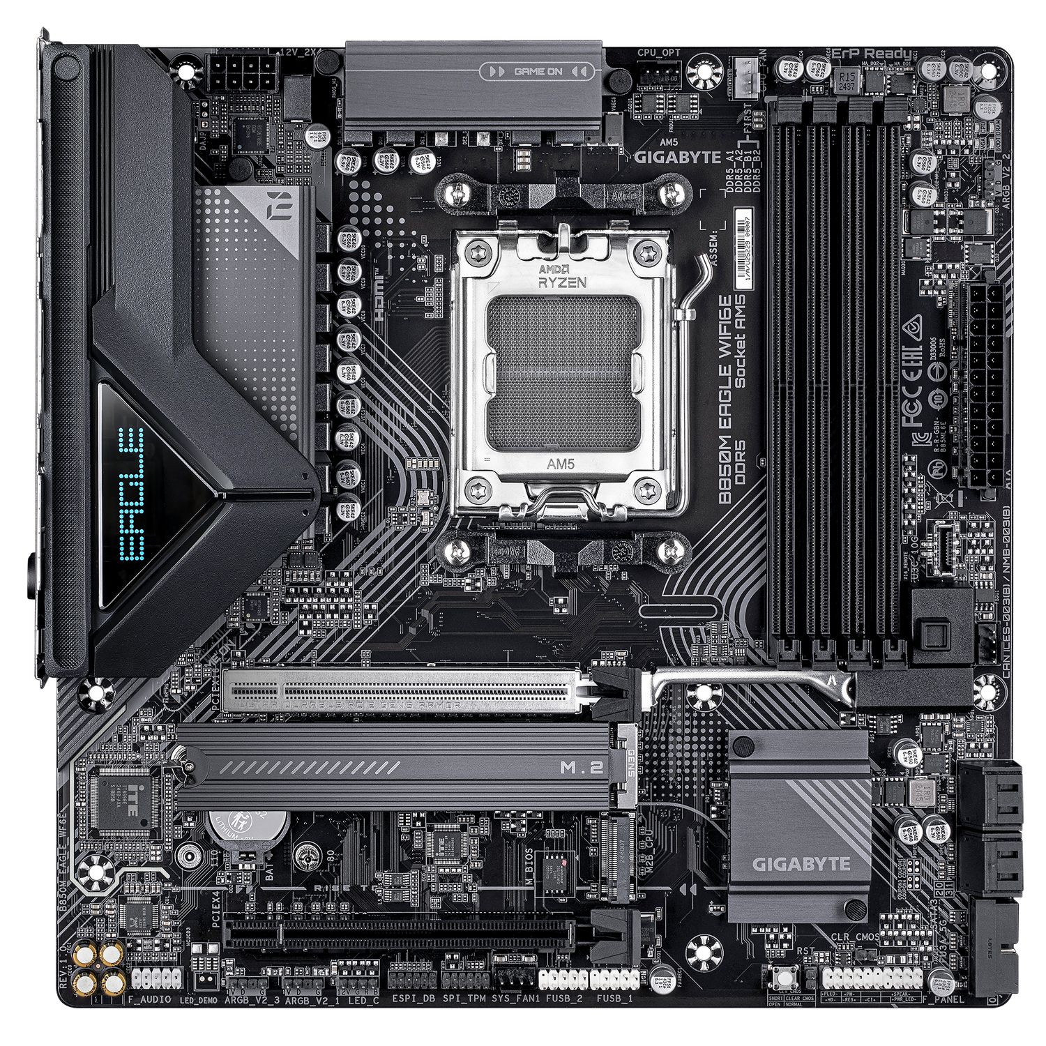 GIGABYTE B850M EAGLE WIFI6E. Processor manufacturer: AMD, Processor socket: Socket AM5, Compatible processor series: AMD Ryzen 7000 Series, AMD Ryzen 8000 Series, AMD Ryzen 9000 Series. Supported memory types: DDR5-SDRAM, Maximum internal memory: 256 GB, Memory slots type: DIMM. Supported storage