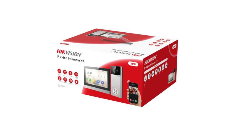 KIT VIDEOINTERFON IP WIFI 1FAMILIE 4MP higher resolution with 150° viewing angle 2 locks control Multiple unlocking methods: Card, Bluetooth, Hik-Connect, indoor station Video recording and playback via indoor station or door station Standard PoE power supply Including: DS-KH8380-WTE1 x1