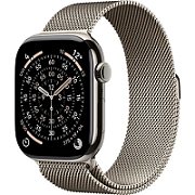 Apple Watch Series 11 GPS + Cellular 46mm Carcasă din Titan Natural cu Brățară Milanese Naturală - S/M