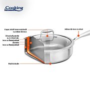 TIGAIE ADANCA INOX+CAPAC STICLA 28X7.5CM, ATOMIC3, COOKING BY HEINNER