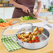 CRATITA INOX+CAPAC STICLA 26X7CM, 3.5L, ATOMIC3, COOKING BY HEINNER