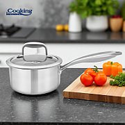CASEROLA INOX+CAPAC STICLA 16x8.5CM,1.6L, ATOMIC3, COOKING BY HEINNER