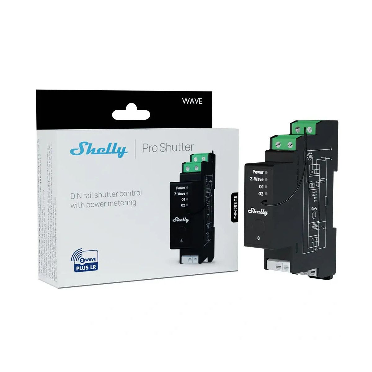 Inteligentny sterownik na szynę DIN Z-Wave Shelly Wave Pro Shutter LR