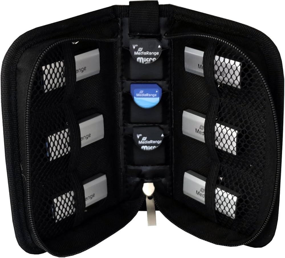 MediaRange Media storage wallet for 6 USB  and 3 SD nylon, black