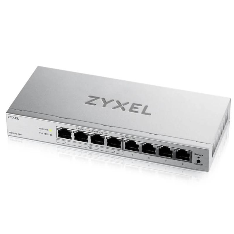 Zyxel GS1200-8HPV3 Managed L2 Gigabit Ethernet (10/100/1000) Power over Ethernet (PoE) Desktop Grey