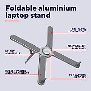 Stand laptop Trust Macy Foldable, ajustabil pe inaltime: 7 trepte, , dimensiune maxima laptop 17 , greutate maxima suportata 20kg, material aluminiu