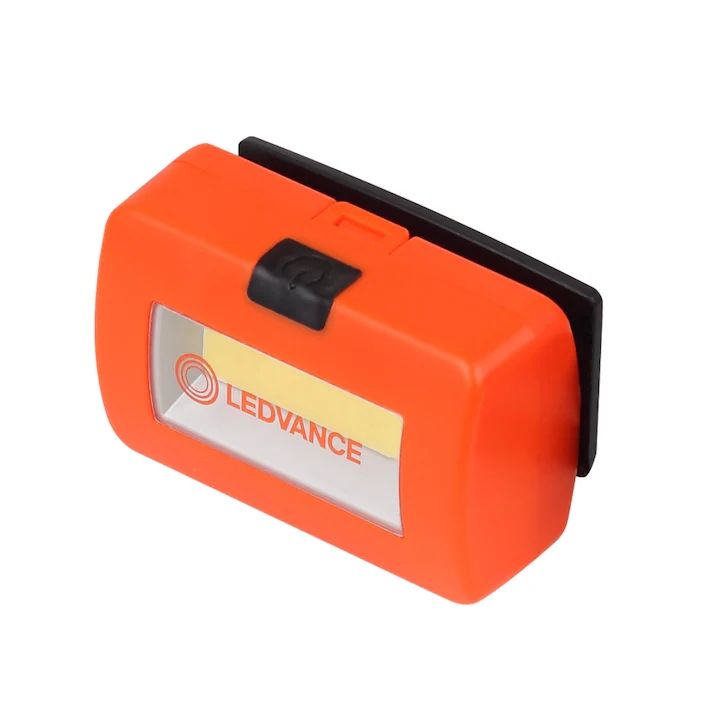 Lanterna LED frontala Ledvance, 2.2W COB, 100 lm, lumina rece (6500K), 4moduri de iluminare (100%-100lm, 30%-30lm), 3xAAA(neincluse), IP22 ,Portocaliu/Negru