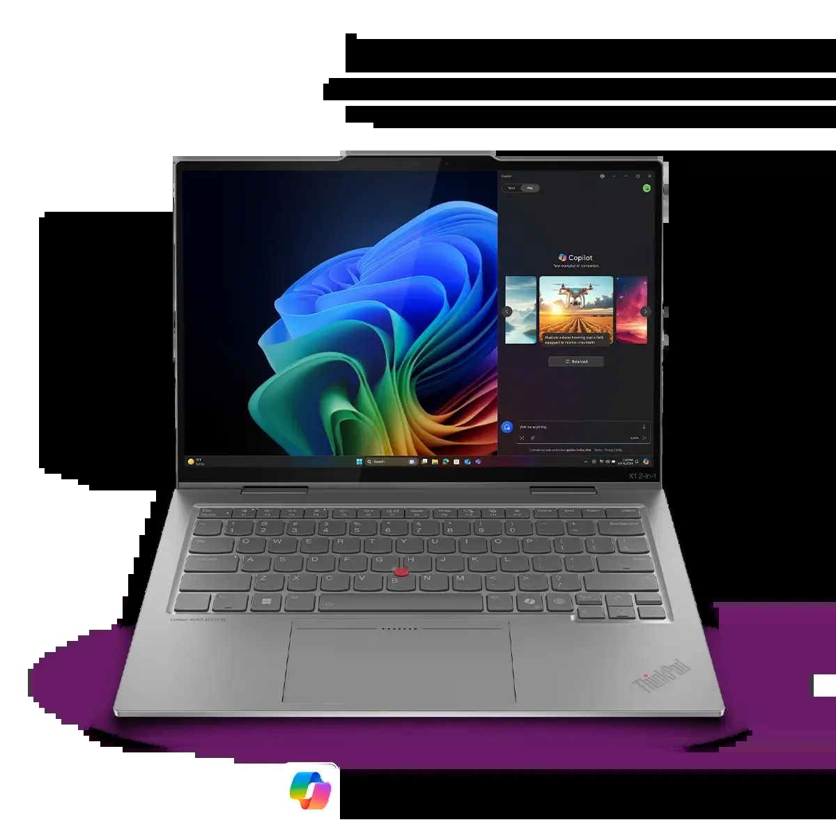 Laptop Lenovo ThinkPad X1 2-in-1 Gen 10 Aura Edition, 14 inch 2880 x 1800 Touchscreen, Intel Ultra 7 258V (8 C / 8 T, 3.4 GHz - 4.8 GHz, 12 MB cache, 15 W), 32 GB LPDDR5X, 1 TB SSD, Intel Arc Graphics 140V, Windows 11 Pro, Tastatura International, Grey
