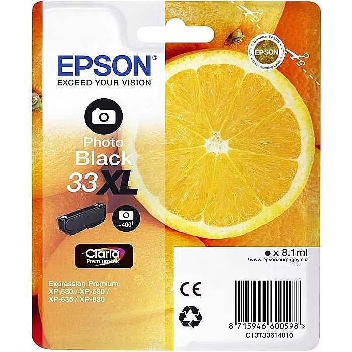 Epson Ink Photo Black Schwarz No 33XL Epson33XL Epson 33XL (C13T33614012)