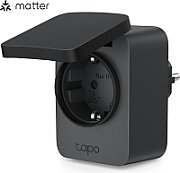 PRIZA inteligenta TP-LINK exterior, design compact, certificare Matter, Schuko x 1, cu monitorizarea energiei, conectare prin Schuko (T), 16 A, programare prin smartph, BT, WiFi, negru  Tapo P410M  (timbru verde 0.18 lei)