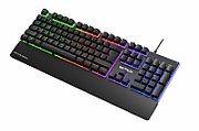 Tastatura gaming cu fir iluminata Serioux Nexor, interfata USB, numar de taste: 104, material ABS, anti-ghosting: 19 taste, lungime cablu 1.5m PVC, dimensiuni (LxAxH): 435.74 × 178.54 × 33.62 mm, negru
