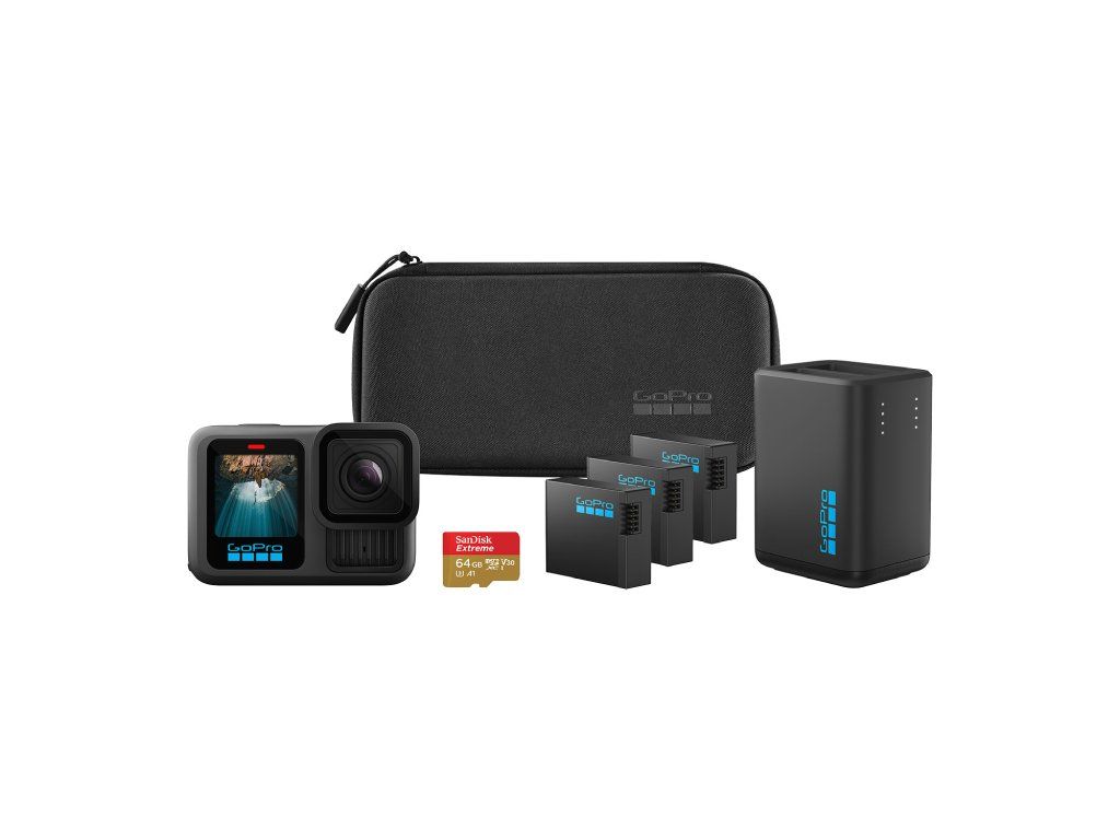 Bundle Camera de actiune H13B Extended Power, 64Gb3x bat Enduro, dual bat