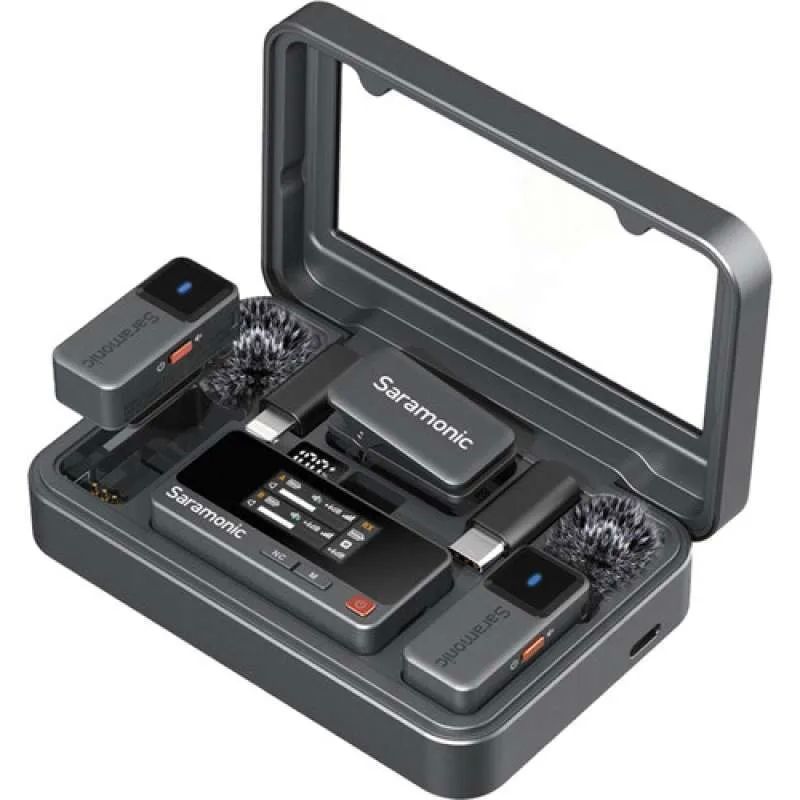 Kit microfon wireless Saramonic Air-02, 3.5mm TRS2 x lavaliere, 2 x mic 1 x receptor, carcasa inc.