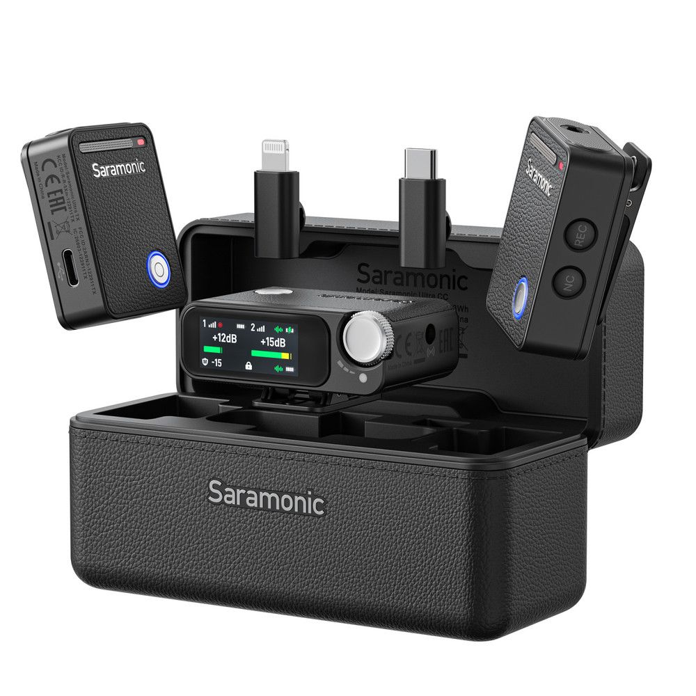 Kit microfon wireless Saramonic Ultra 01 (2TX+RX)ClearVoice, IPX5, 2 x magn. microf., negru