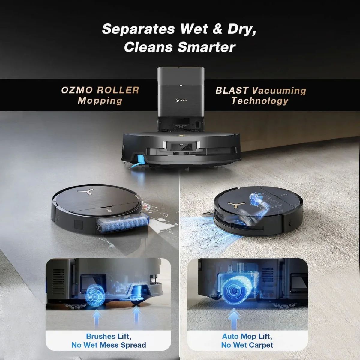 Aspirator robot DEEBOT X9 PRO OMNI BLACK Ecovacs16600Pa,TruEdge 2.0&3D Edge Sensor,OZMO Roller