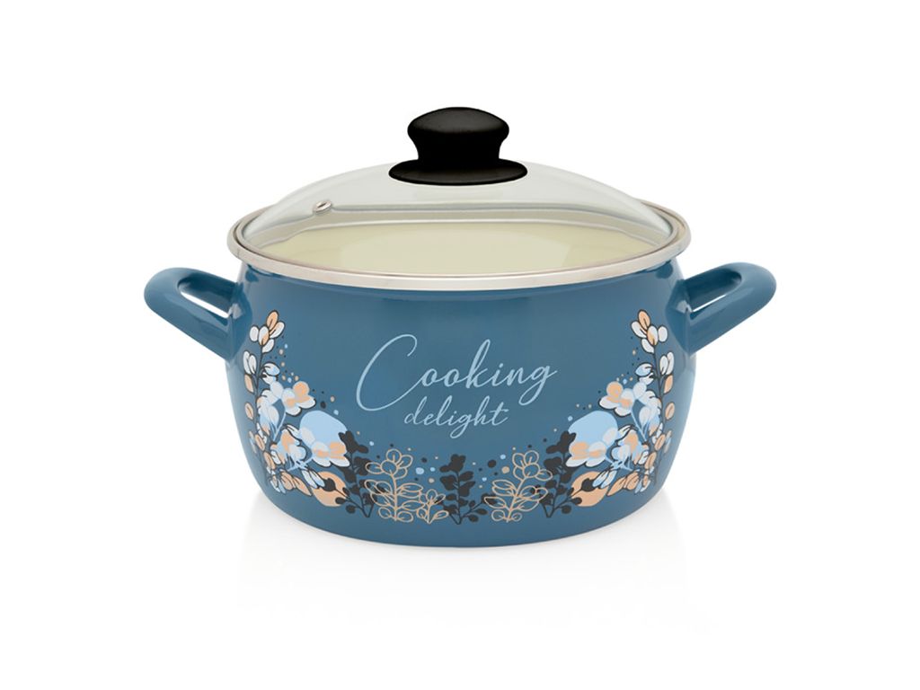 Oala 7.5l cu capac sticla Cooking Delight Metalac email/24cm/7.5l