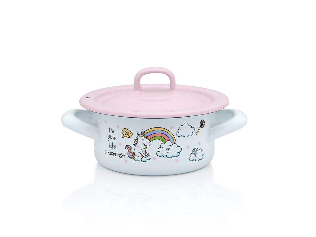 Cratita 0.75l cu capac Unicorn Metalac email/12cm/0.75l