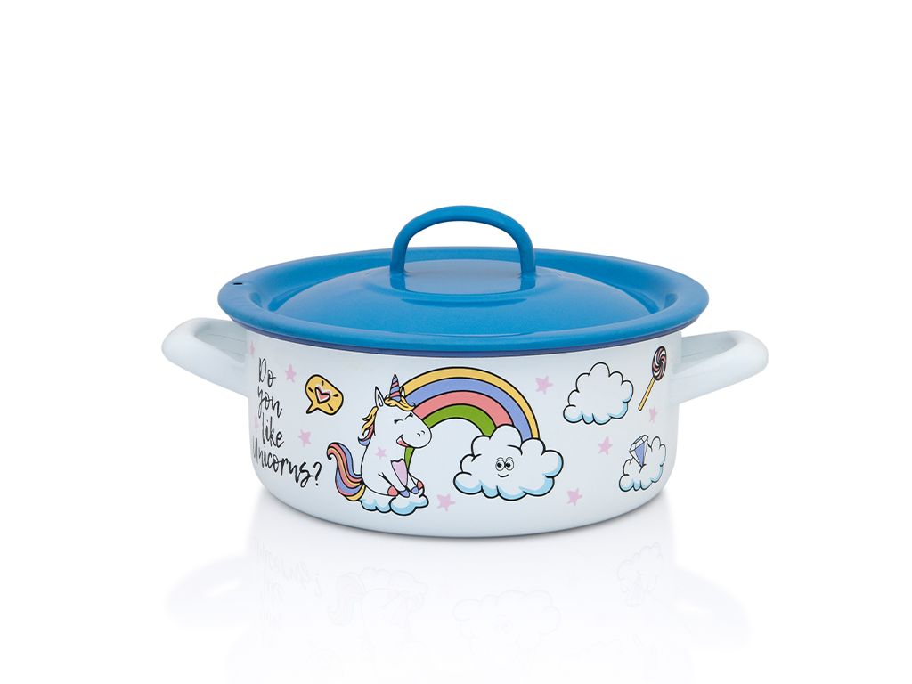 Cratita 0.75l cu capac Dino Metalac email/12cm/0.75l