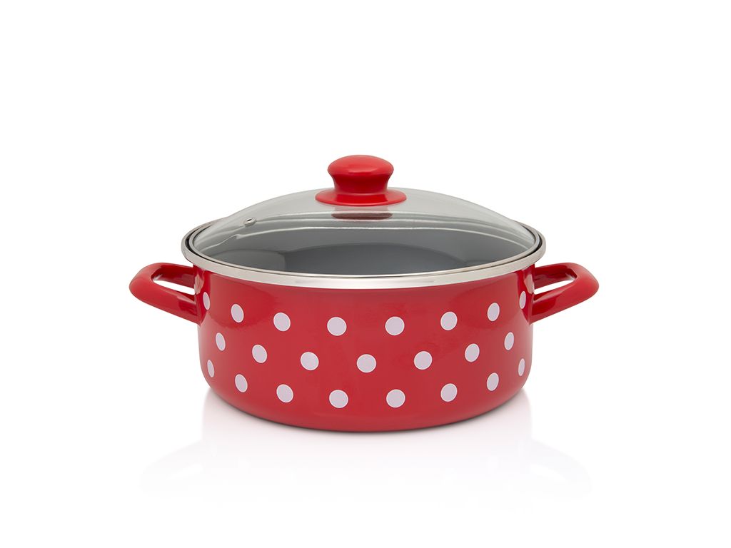 Cratita 3.5l cu capac din sticla Tufne Metalac email/22cm/3.5l