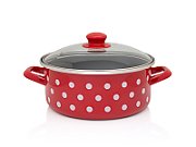 Cratita 4.75l cu capac din sticla Tufne Metalac email/24cm/4.75l