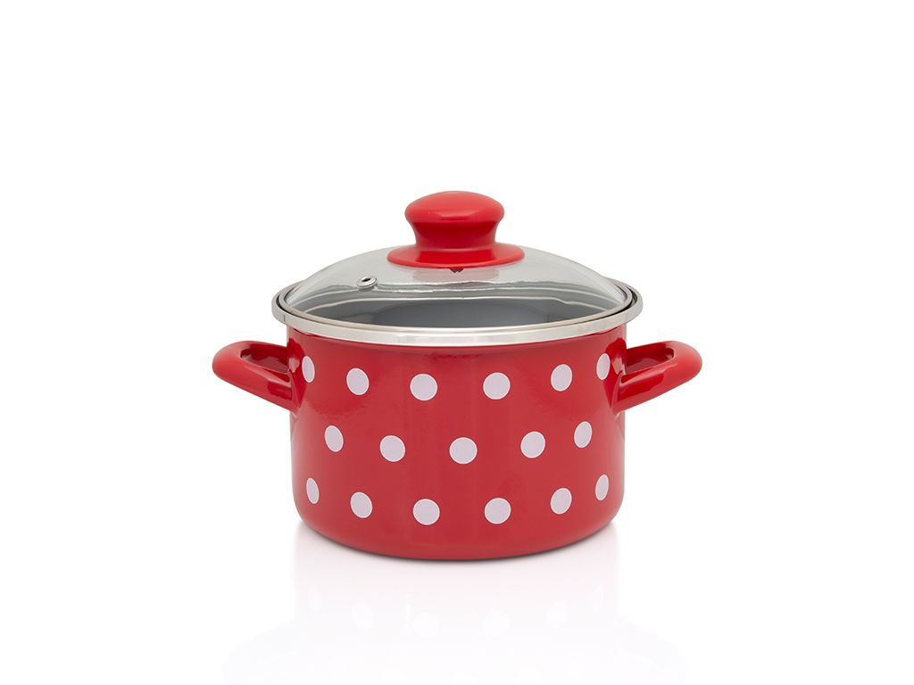 Oala 1.5l cu capac din sticla Tufne Metalac email/14cm/1.5l