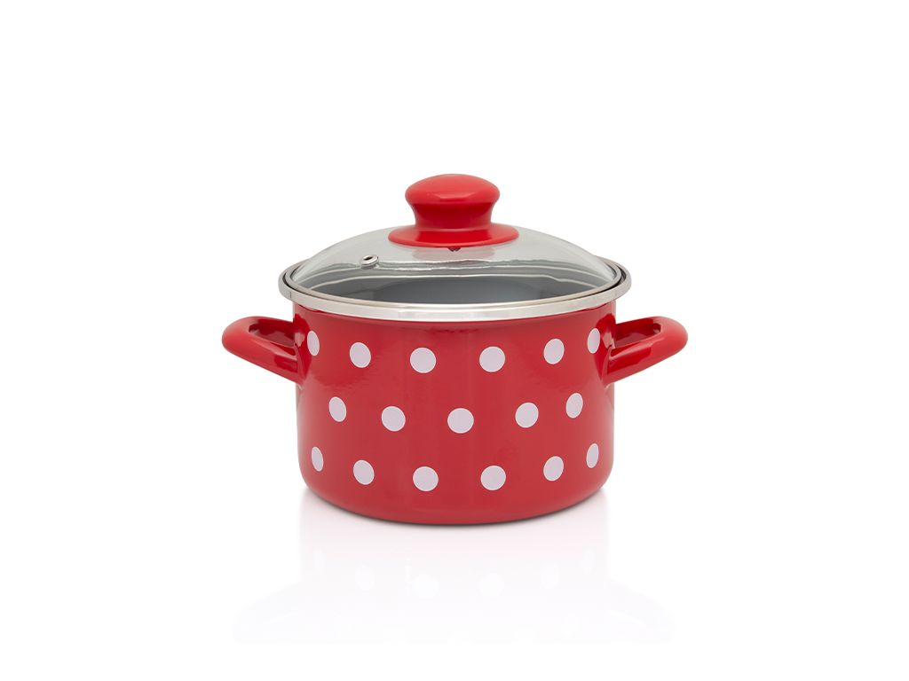 Oala 2l cu capac din sticla Tufne Metalac email/16cm/2l