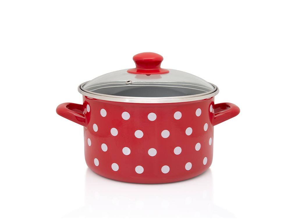 Oala 6.75l cu capac din sticla Tufne Metalac email/24cm/6.75l