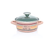 Oala 2l cu capac din sticla Divan Dan  Metalac email/16cm/2l