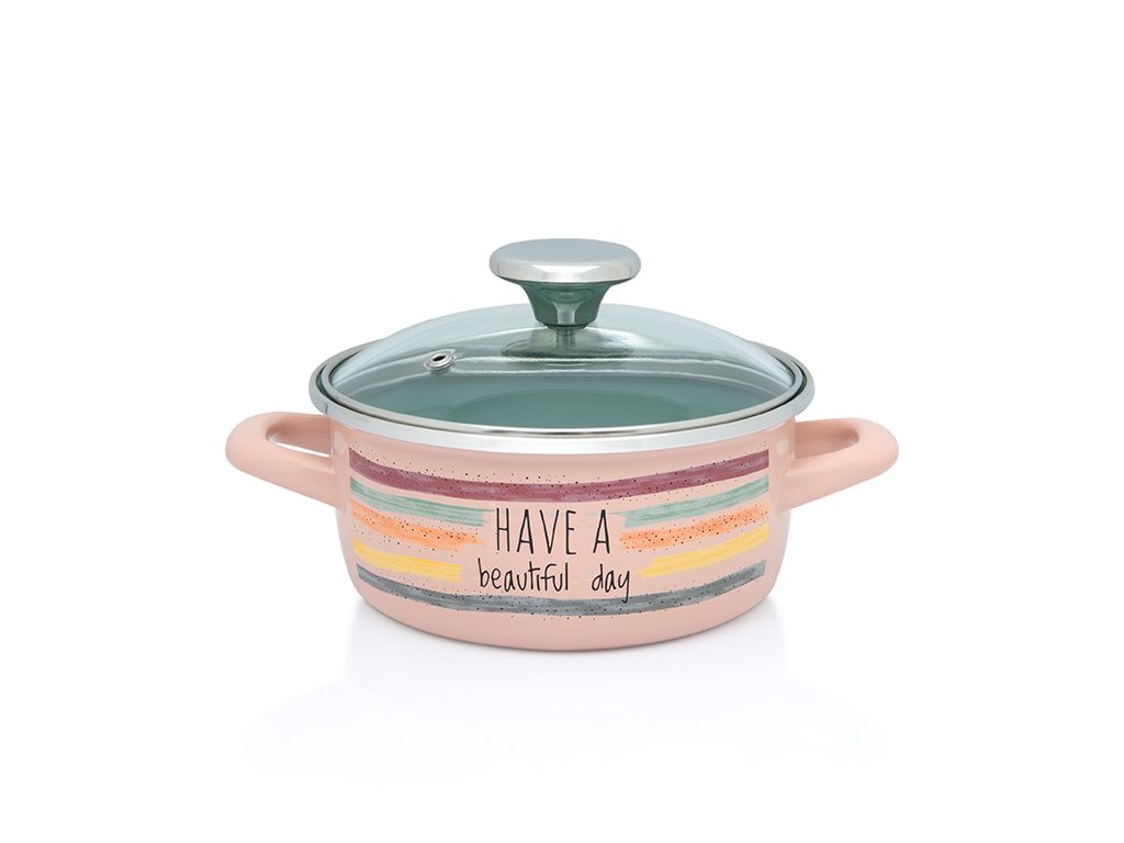 Cratita 1.5l cu capac din sticla Divan Dan Metalac email/16cm/1.5l