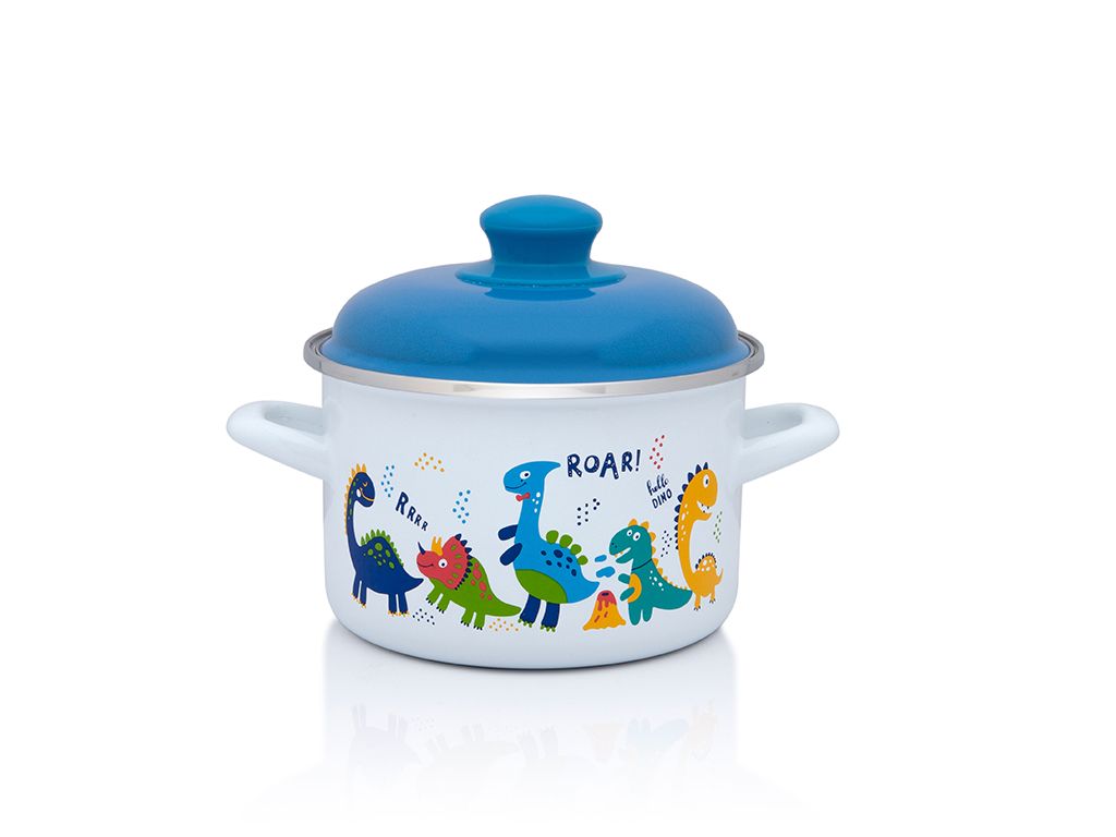 Oala 2l cu capac Dino Metalac email/16cm/2l