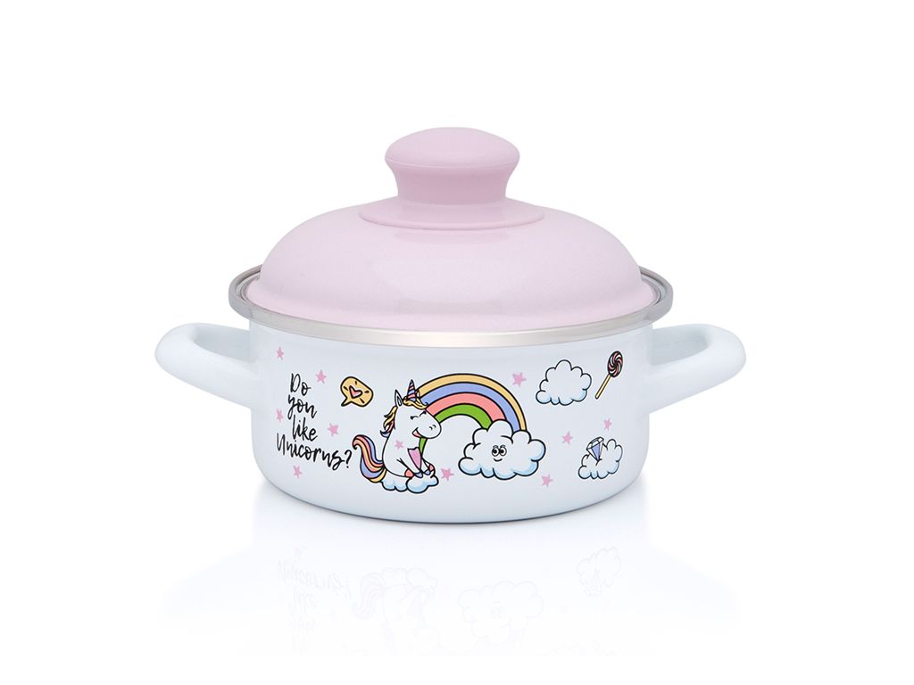 Cratita 1l cu capac Unicorn Metalac email/14cm/1l