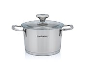 Oala 1.9l cu capac din sticla Santino Metalac inox/16cm/1.9l