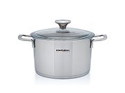 Oala 3.5l cu capac din sticla Santino Metalac inox/20cm/3.5l