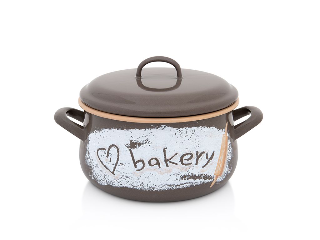 Oala 4l cu capac din sticla Bakery Metalac email/20cm/4l