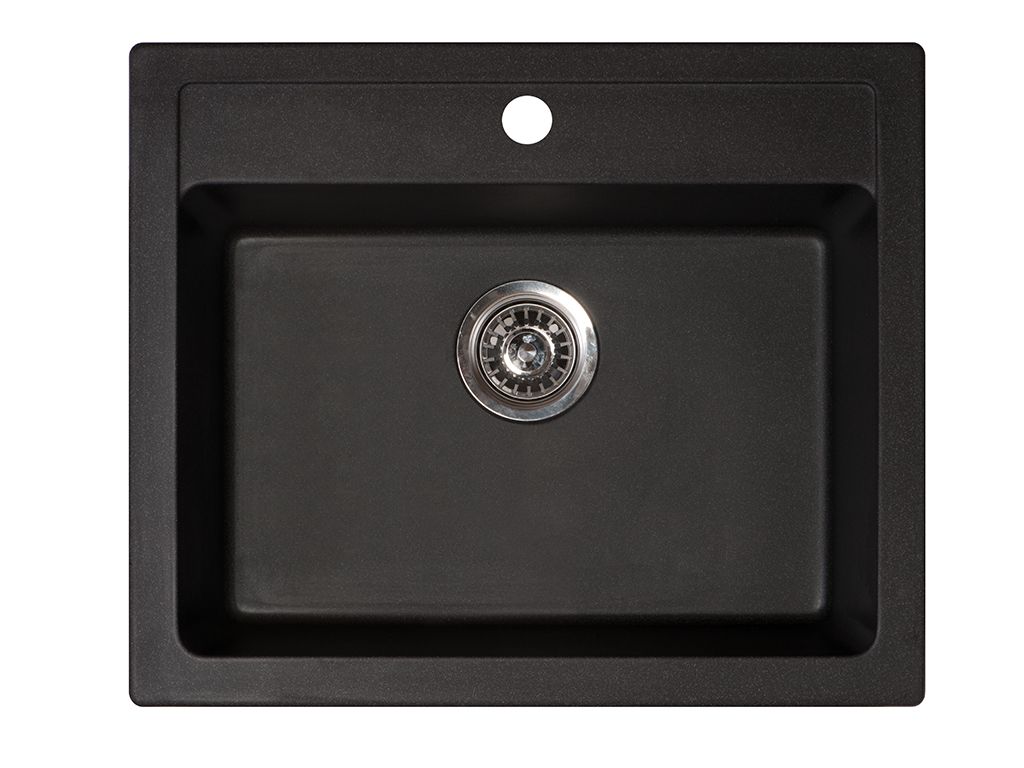 Chiuveta X Granit Quadro 60 negru600 x 500 mm, sifon 90 mm, granit