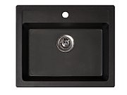 Chiuveta X Granit Quadro 60 negru600 x 500 mm, sifon 90 mm, granit