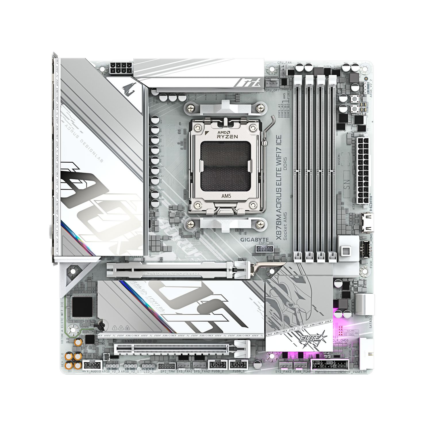 X870M AORUS ELITE WIFI7 ICE, AM5, DDR5, mATX, Alb