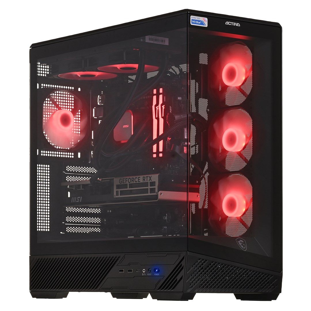 Desktop PC Actina, AMD Ryzen 7 7800X3D (8 C / 16 T, 3.3 GHz - 5.0 GHz), 32 GB RAM, 1 TB SSD, Nvidia GeForce RTX 5070, Fara sistem de operare