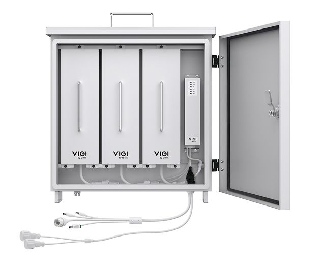 Controler Vigi pentru panouri solare Vigi, montaj pe stalp: Ø80-160 mm, greutate: 16.5kg, temperatura de functionare: -30 °C ~ 60 °C, IP66, contine: 3 baterii cu litiu 31.2Ah, capacitatea ramasa dupa 500 de cicluri >70%, temperatura de incarcare: -30 °C ~ 45 °C (cu incalzire auxiliara), se poate