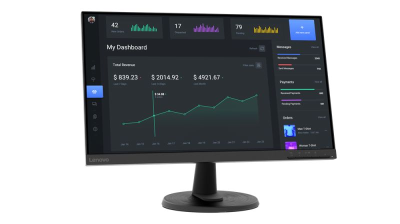 Monitor Lenovo C24-40 Monitor 23.8 VA, FHD (1920x1080), 16:9, Brightness: 250 cd/m², Contrast ratio: 3000:1, Response time: 7ms (Level 1) / 6ms (Level 2) / 5ms (Level 3) / 4ms (Level 4) / 19ms (Off mode), Dot / Pixel Per Inch: 92 dpi, Color Gamut: 72% NTSC, View angle: 178° / 178°, Stand: Tilt