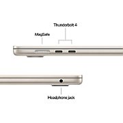 Laptop Apple MacBook Air 15 Z1LT000GX, 15.3 inch 2880 x 1864, Apple M5 10-core (10 C, N/A - N/A, N/A cache, N/A), 24 GB N/A, 512 GB SSD, Apple M5 10-core integrat, Mac OS, Tastatura US International, Starlight